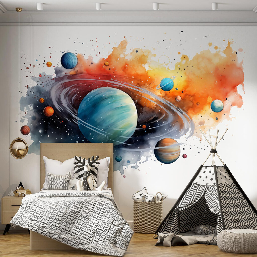 Ringed planet, colour splashes — interior 4