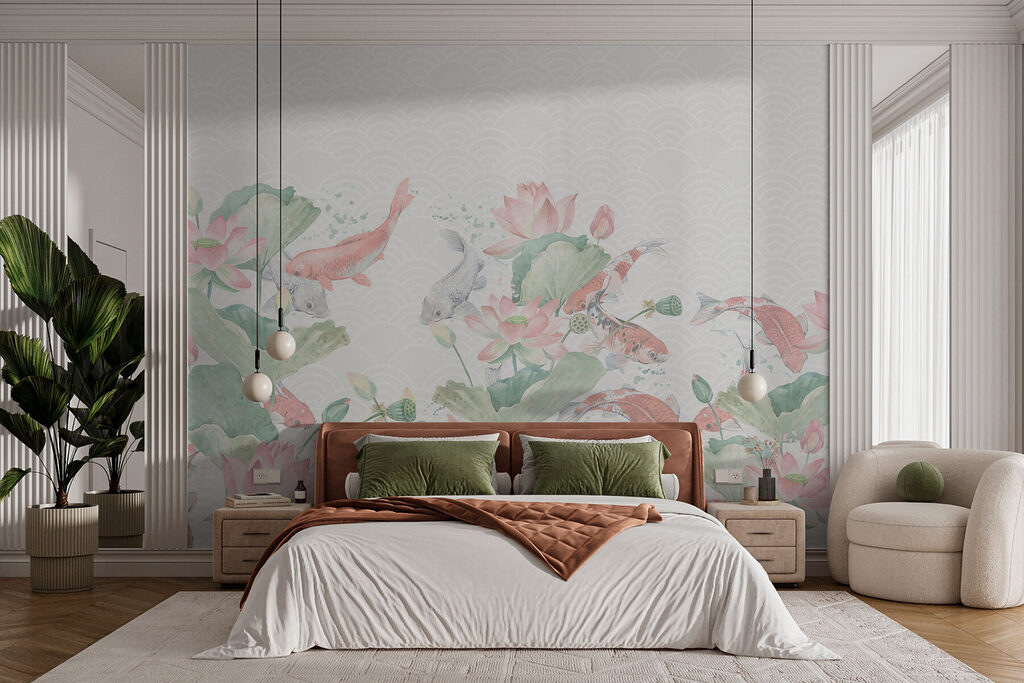 Fish among lotus flowers — interior 1