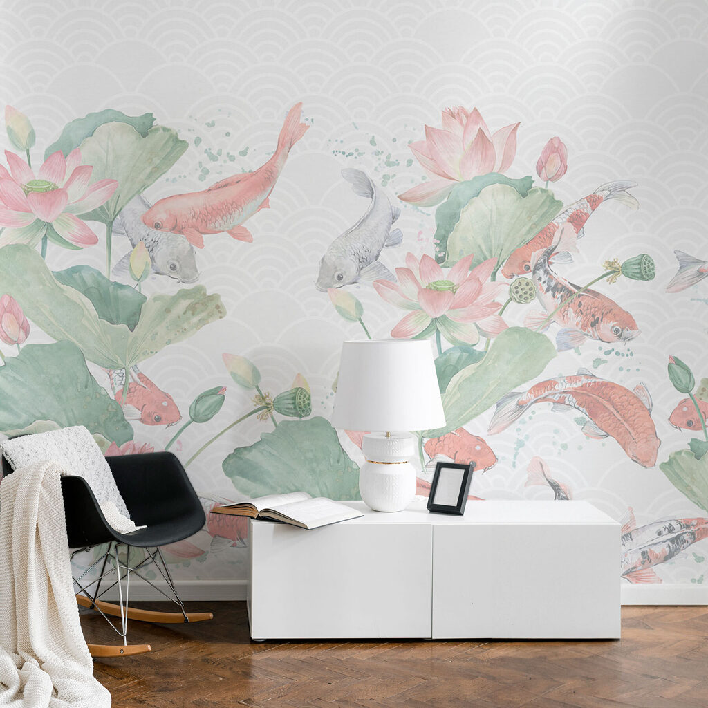 Fish among lotus flowers — interior 2