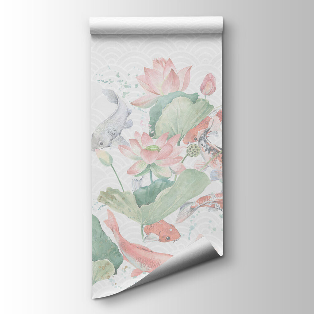 Fish among lotus flowers — product view