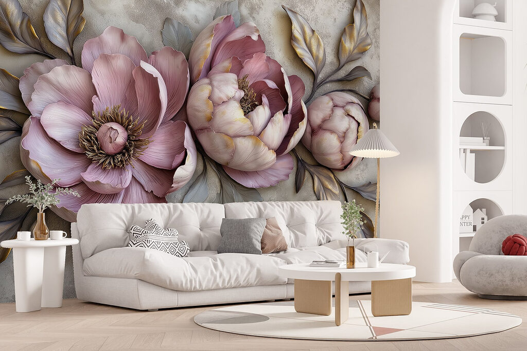 Lilac peonies in relief — interior 5