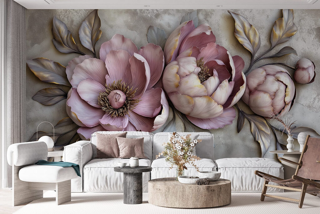 Lilac peonies in relief — interior 6