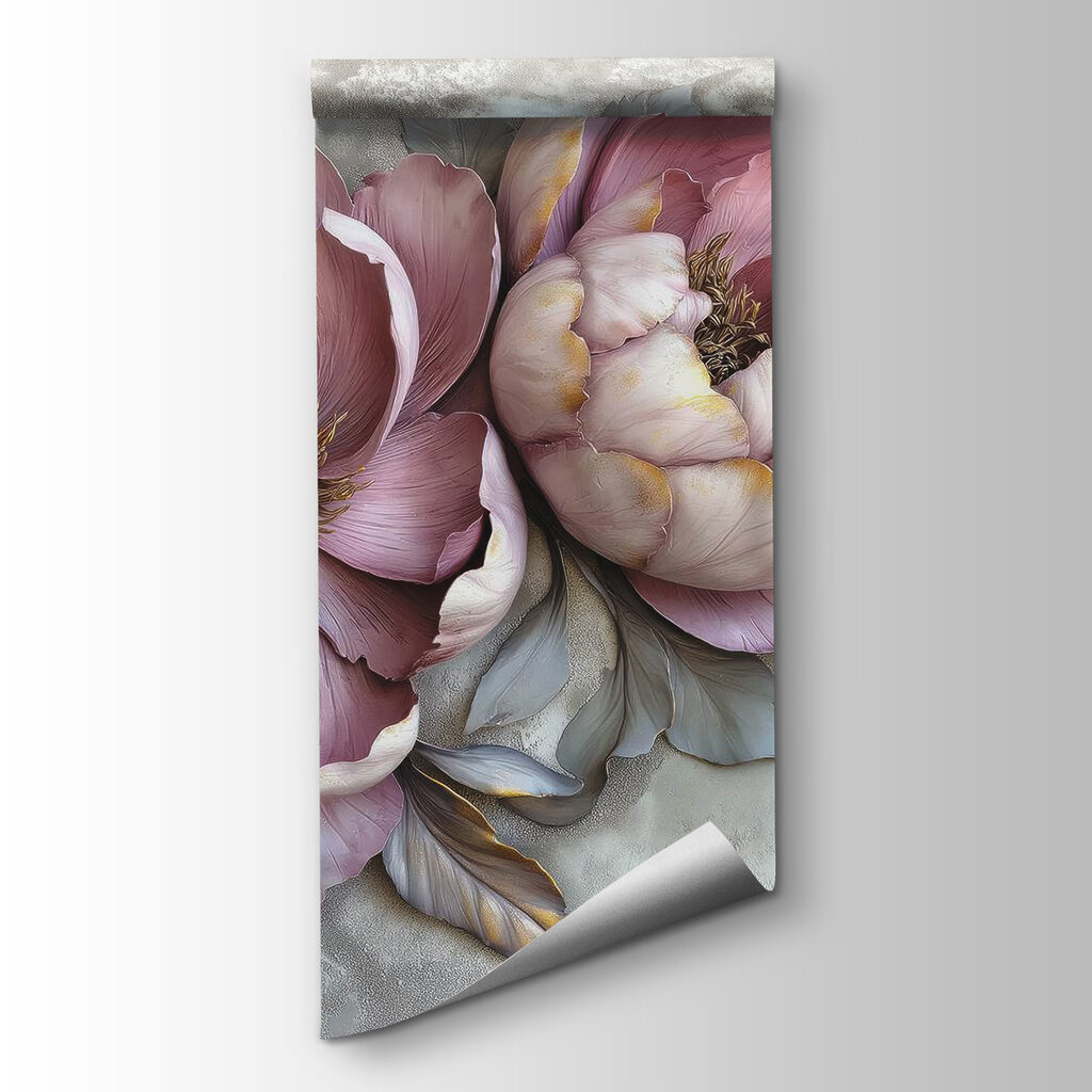 Lilac peonies in relief — product view