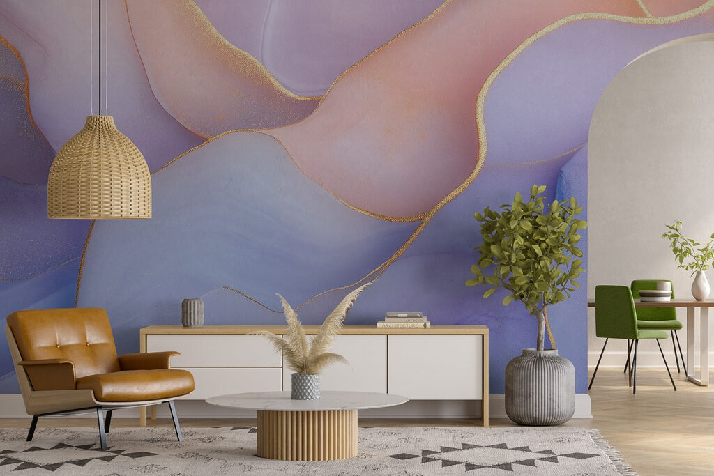 Pastel bands, gold lines — interior 4
