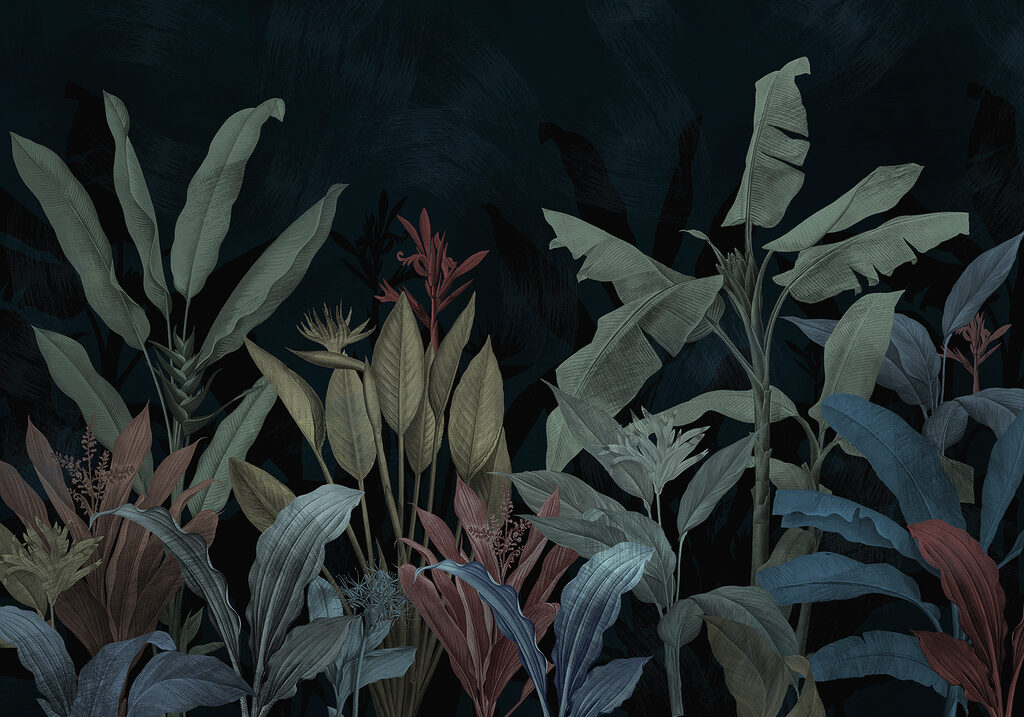 Tropical plants on stems — full design