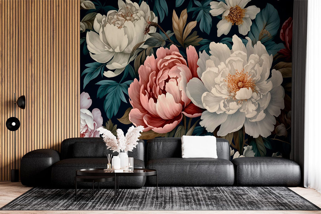 Peonies on Dark Foliage — interior 2