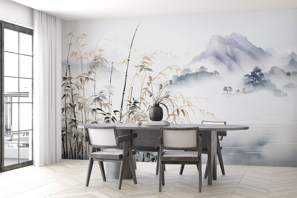 Bamboo before blue peaks — interior 2