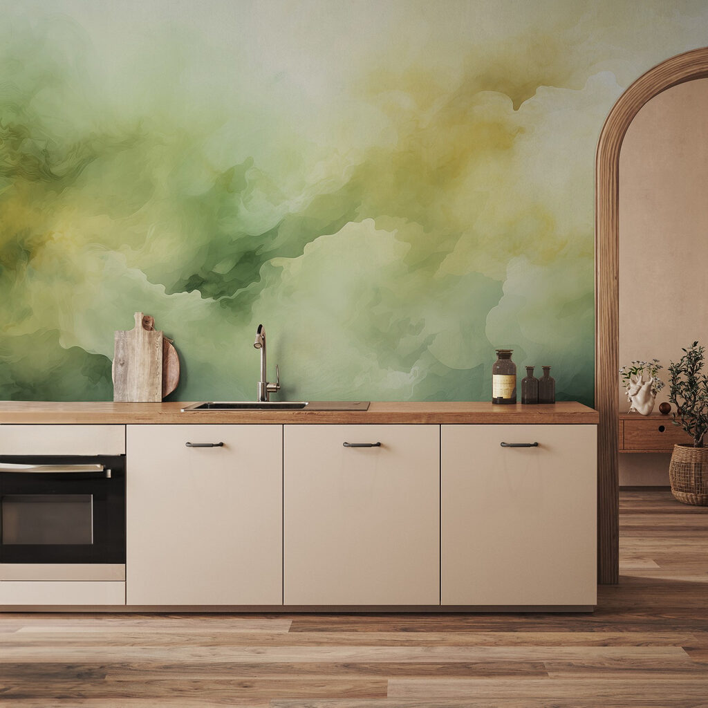 Yellow-green watercolour clouds — interior 2