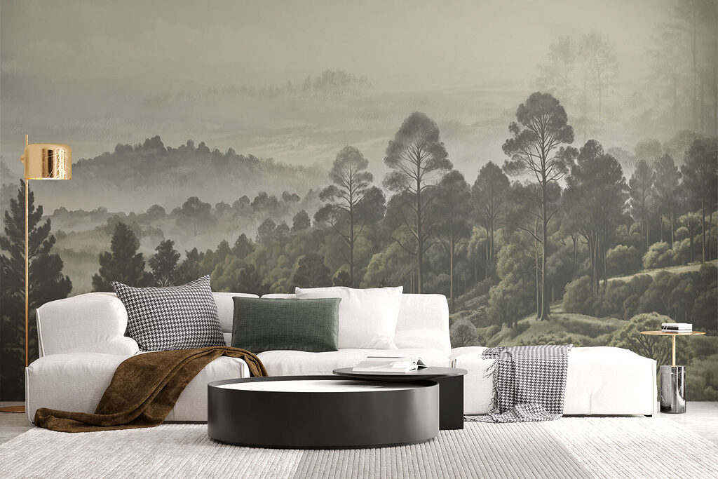 Wooded hills in mist — interior 2