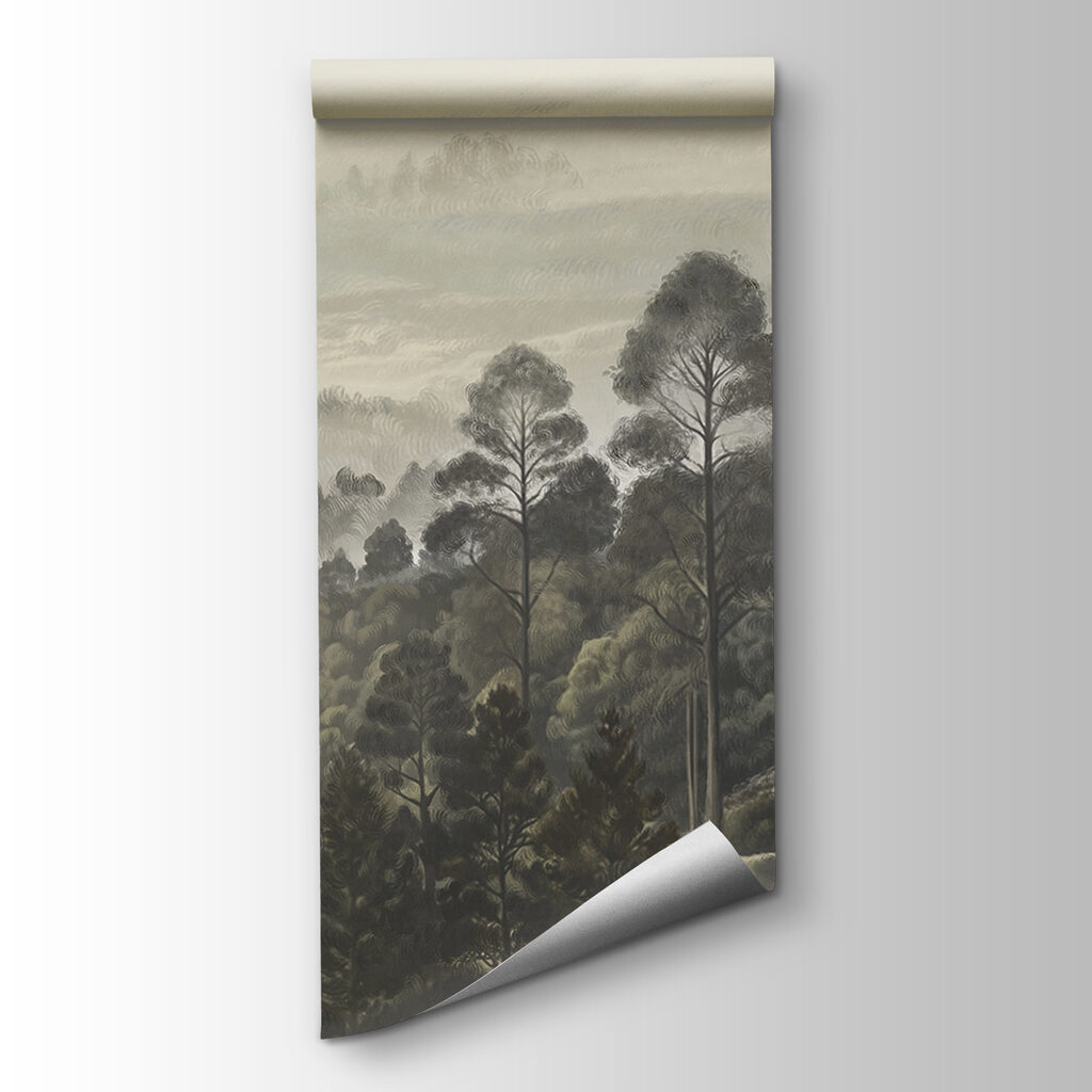Wooded hills in mist — product view