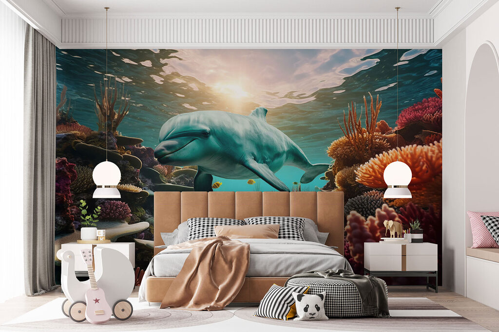 Dolphin among warm corals — interior 4
