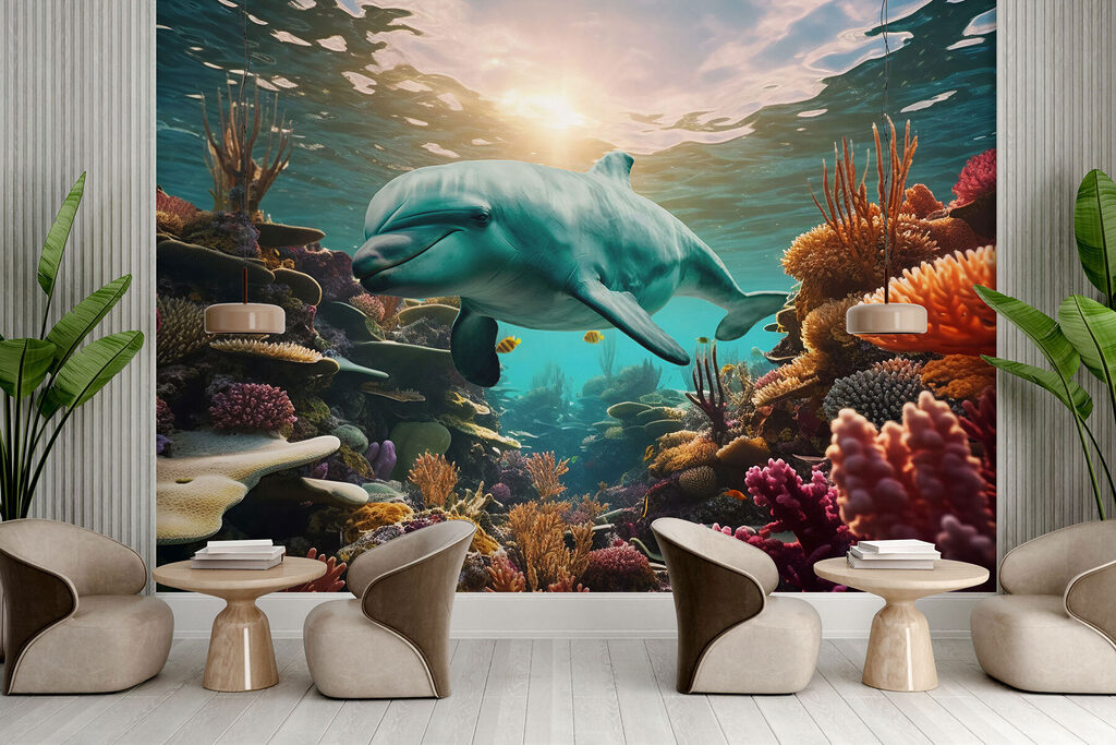 Dolphin among warm corals — interior 5