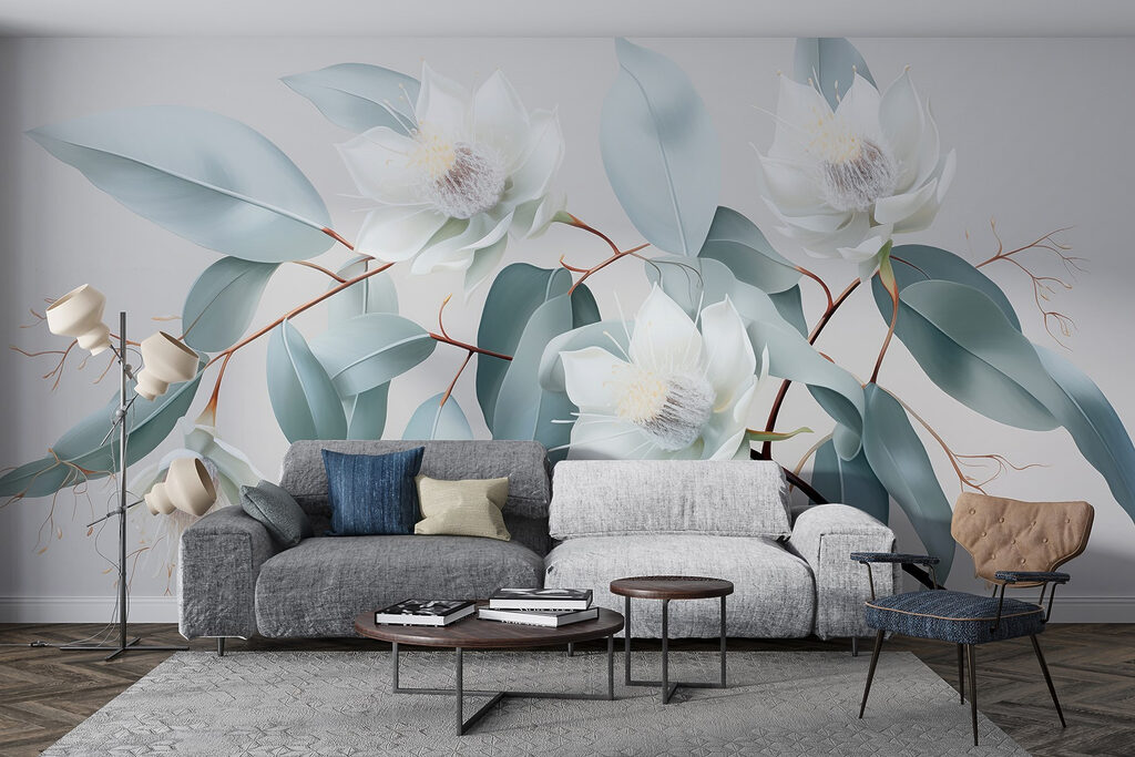 White flowers, blue-grey leaves — interior 1
