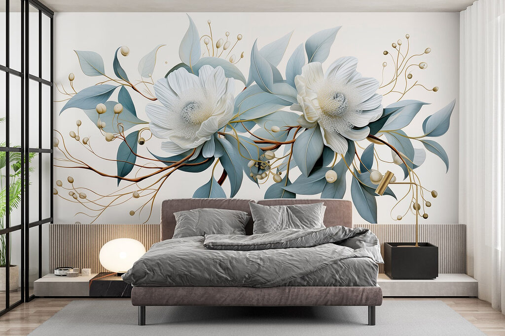 White flowers, golden twigs — interior 2