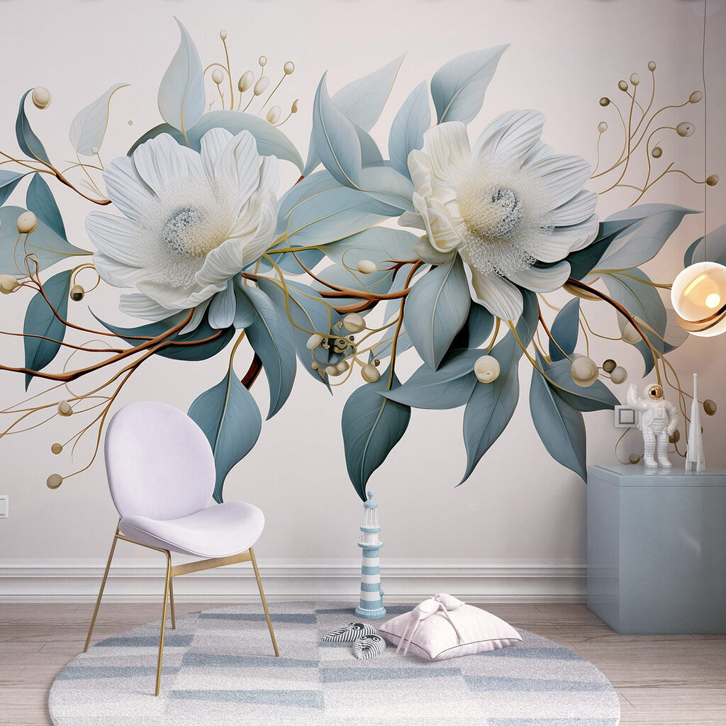 White flowers, golden twigs — interior 4
