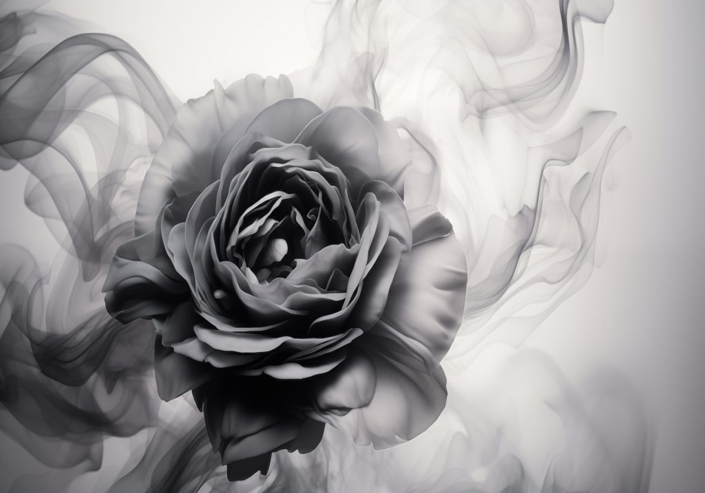 Grey rose in smoke — full design