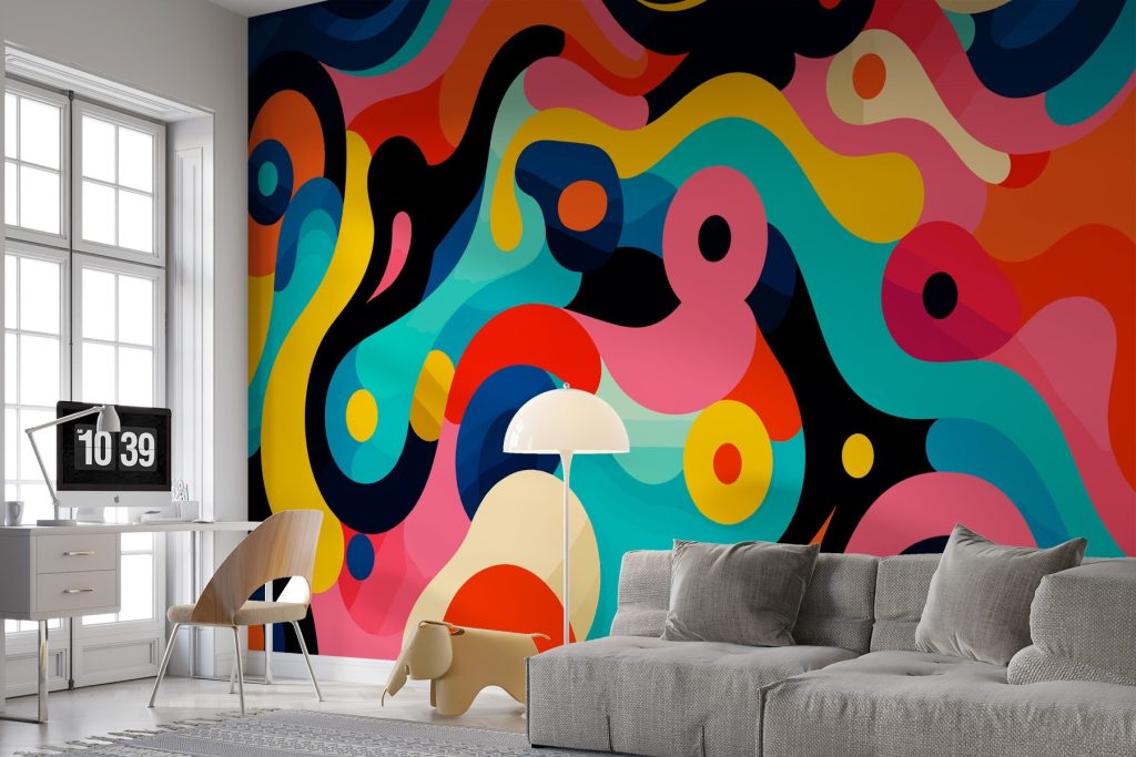 Colourful curls on black — interior 1