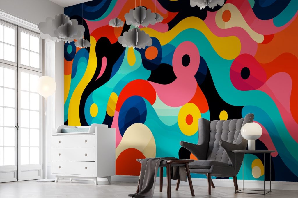 Colourful curls on black — interior 2