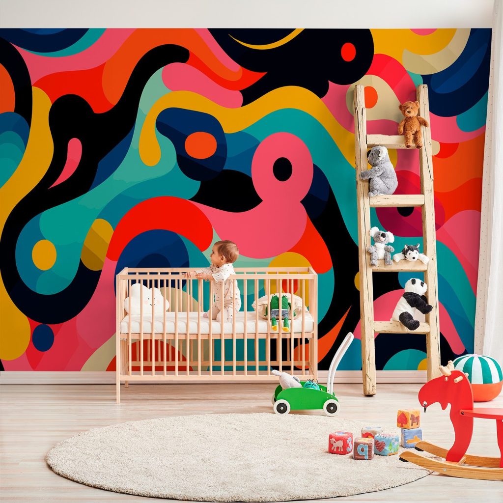 Colourful curls on black — interior 3