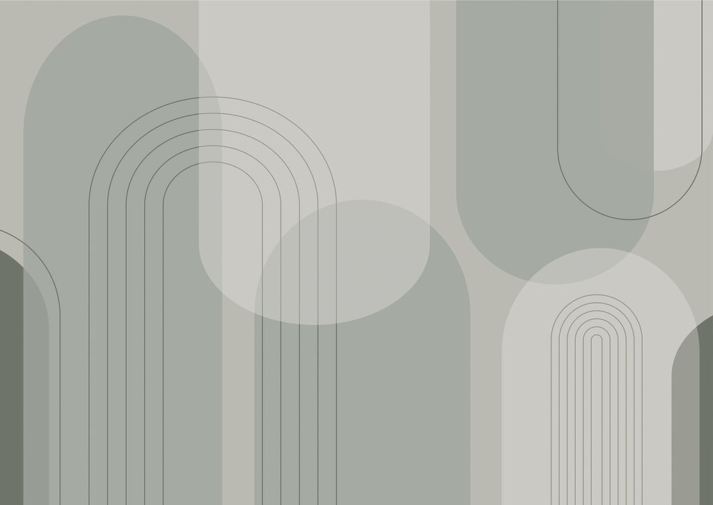 Grey-green arcs and lines — full design