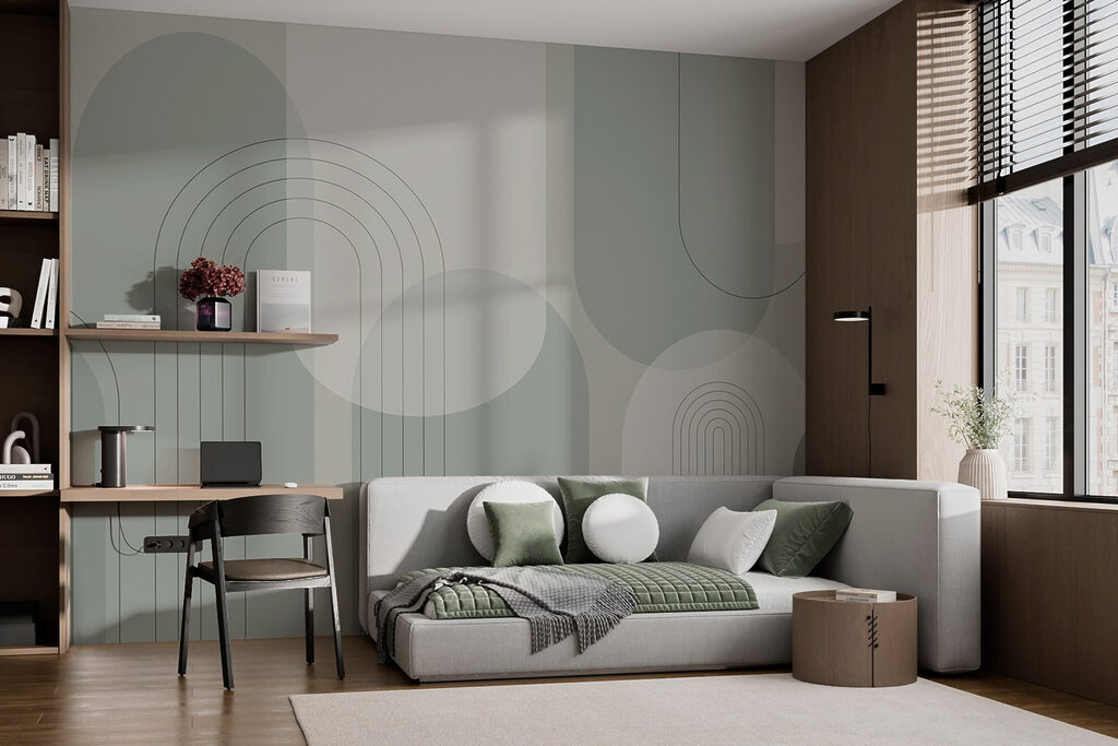 Grey-green arcs and lines — interior 1