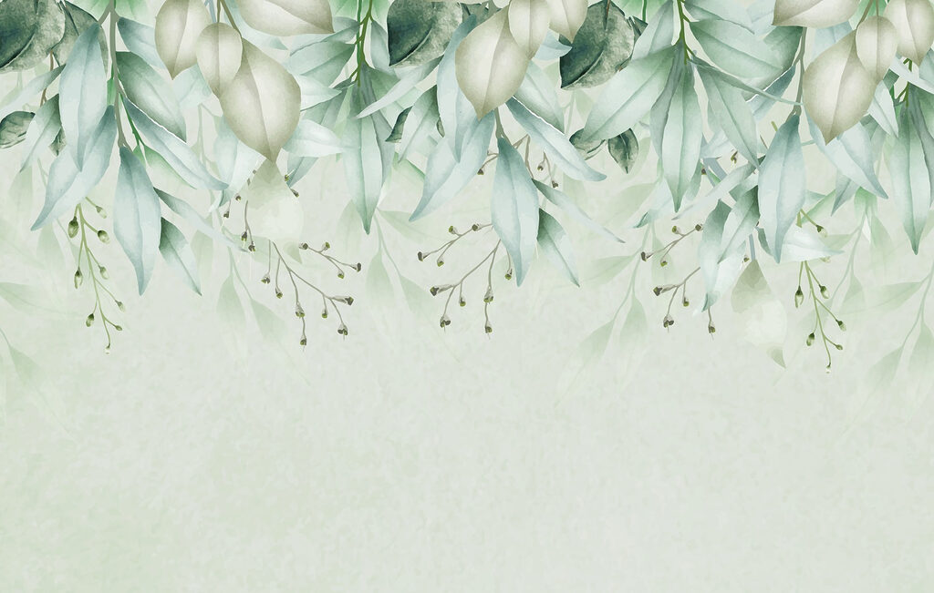 Mint green twig border — full design