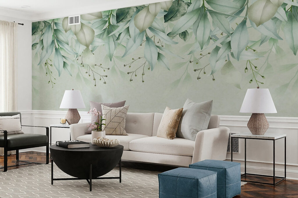Mint green twig border — interior 2