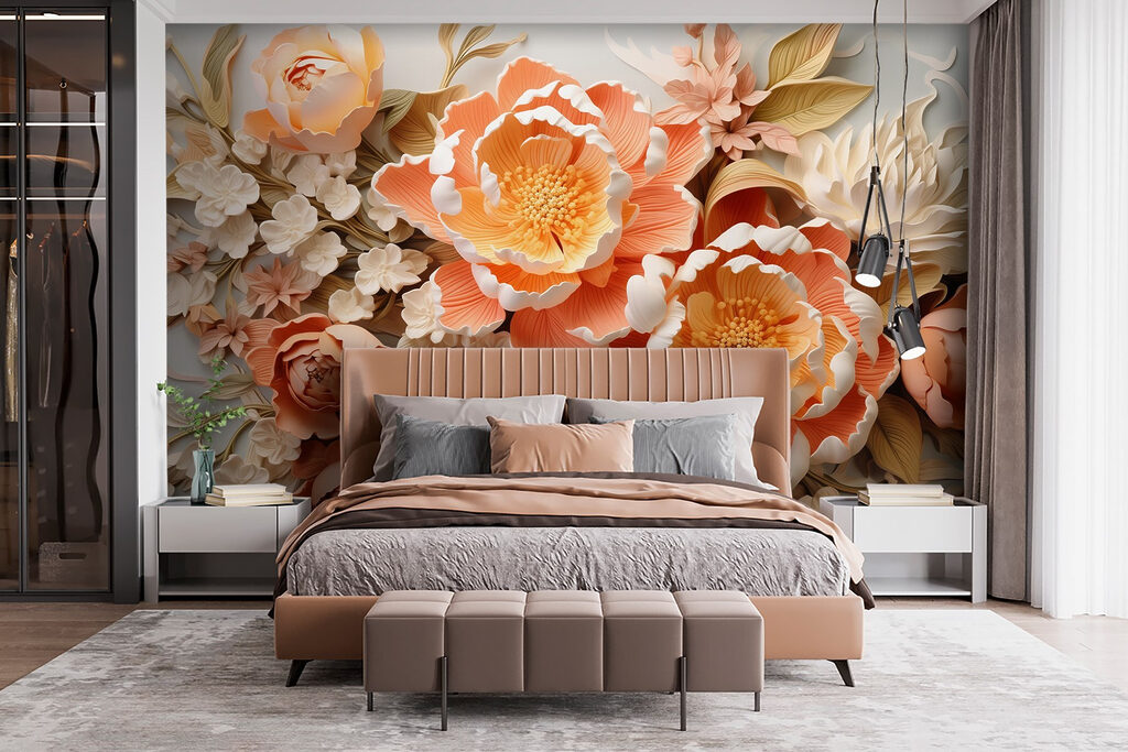 Peach flowers in relief — interior 1