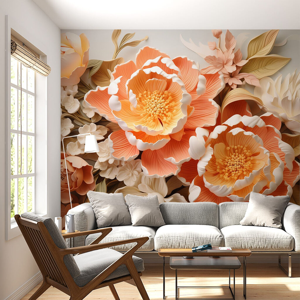 Peach flowers in relief — interior 4