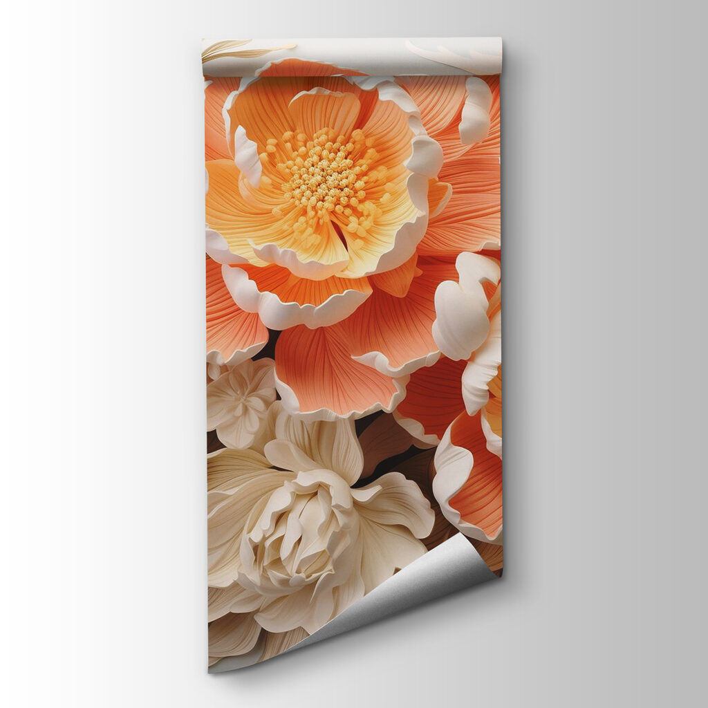 Peach flowers in relief — product view