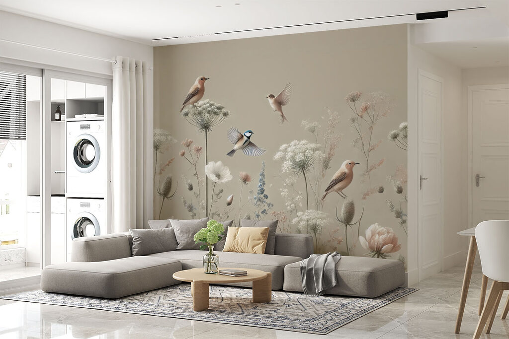 Small birds among wildflowers — interior 3