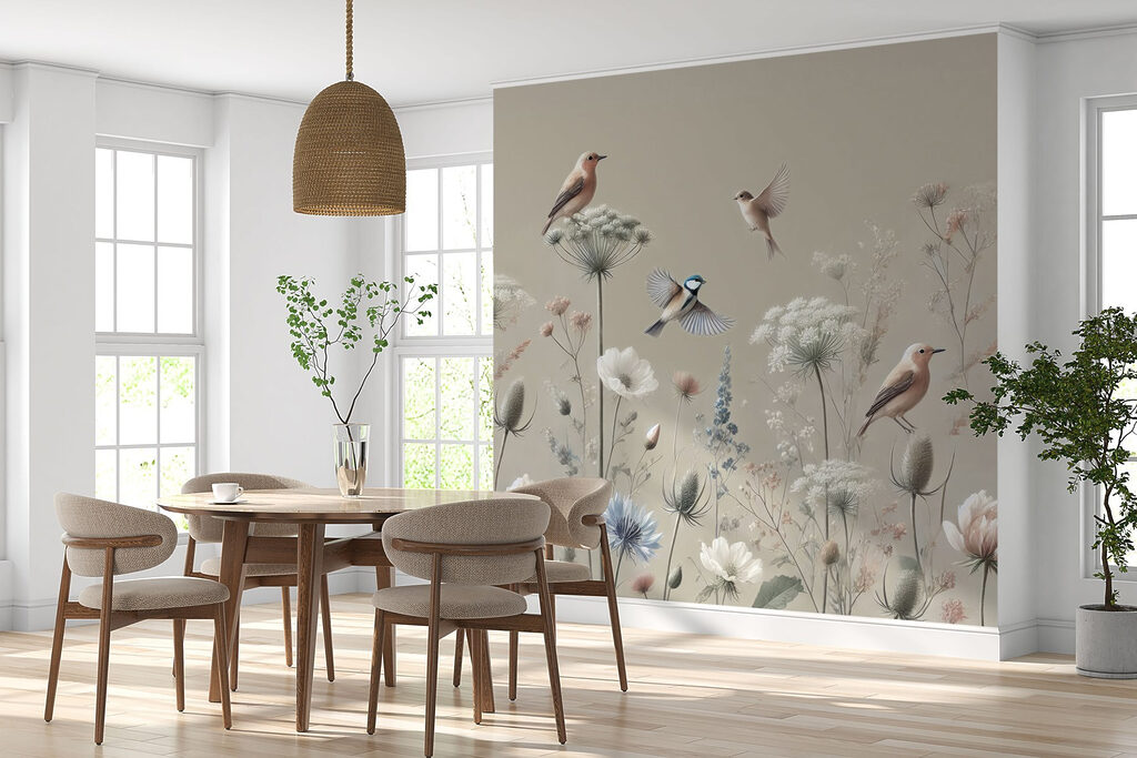 Small birds among wildflowers — interior 4