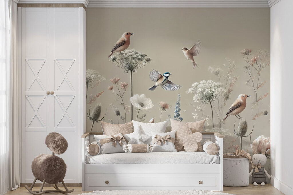 Small birds among wildflowers — interior 5