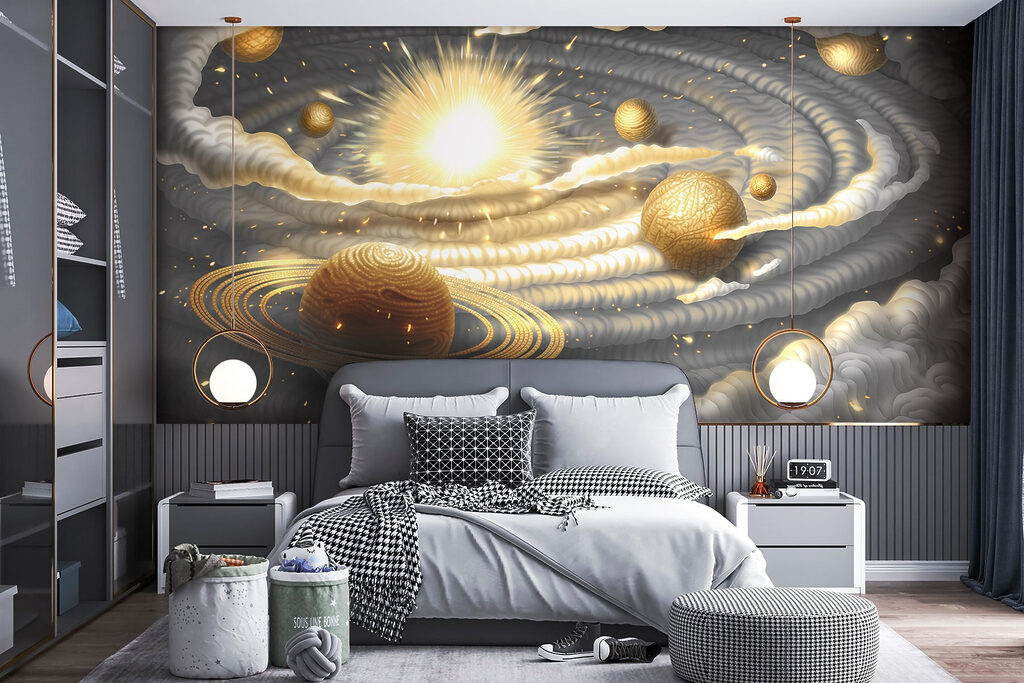 Golden planets in clouds — interior 1