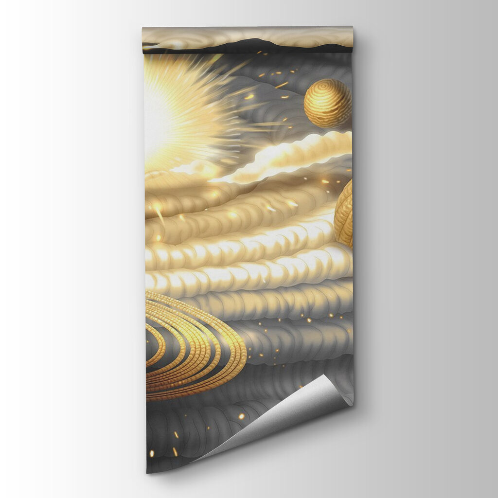 Golden planets in clouds — product view
