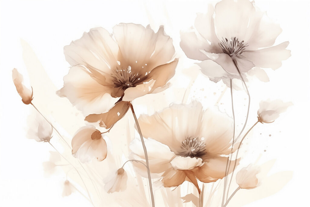Sand-coloured watercolour flowers — full design