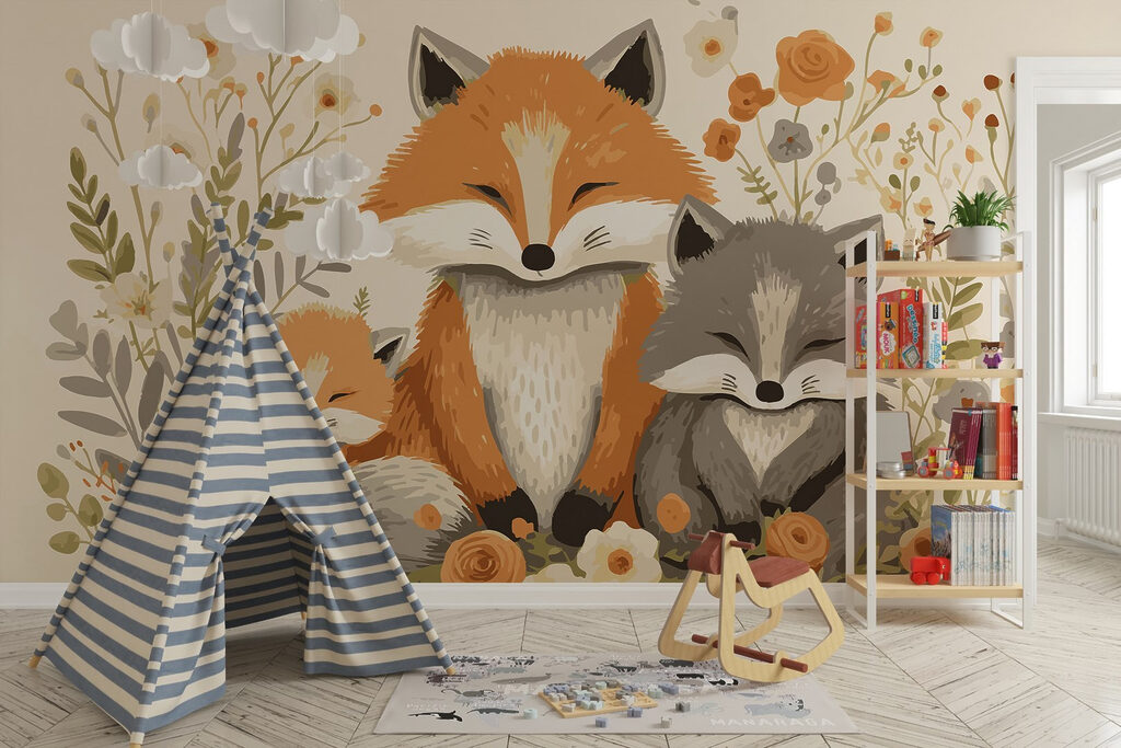 Foxes in a wreath — interior 1