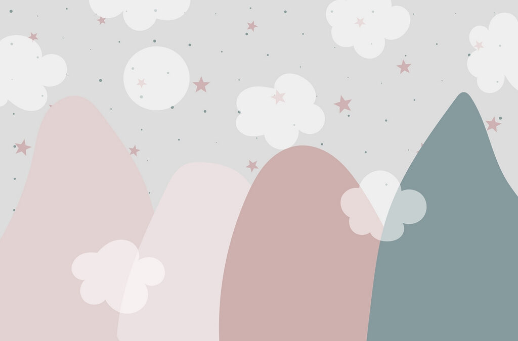 Pastel hills and stars — full design