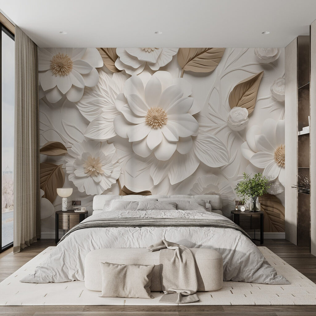 White flowers, relief effect — interior 1