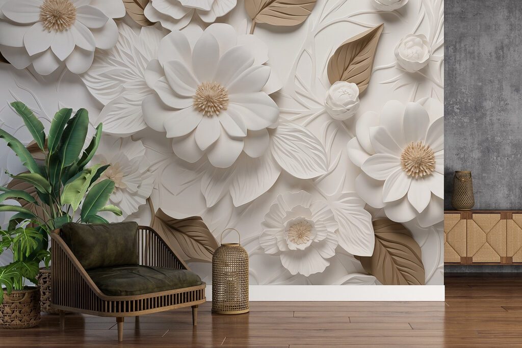 White flowers, relief effect — interior 3