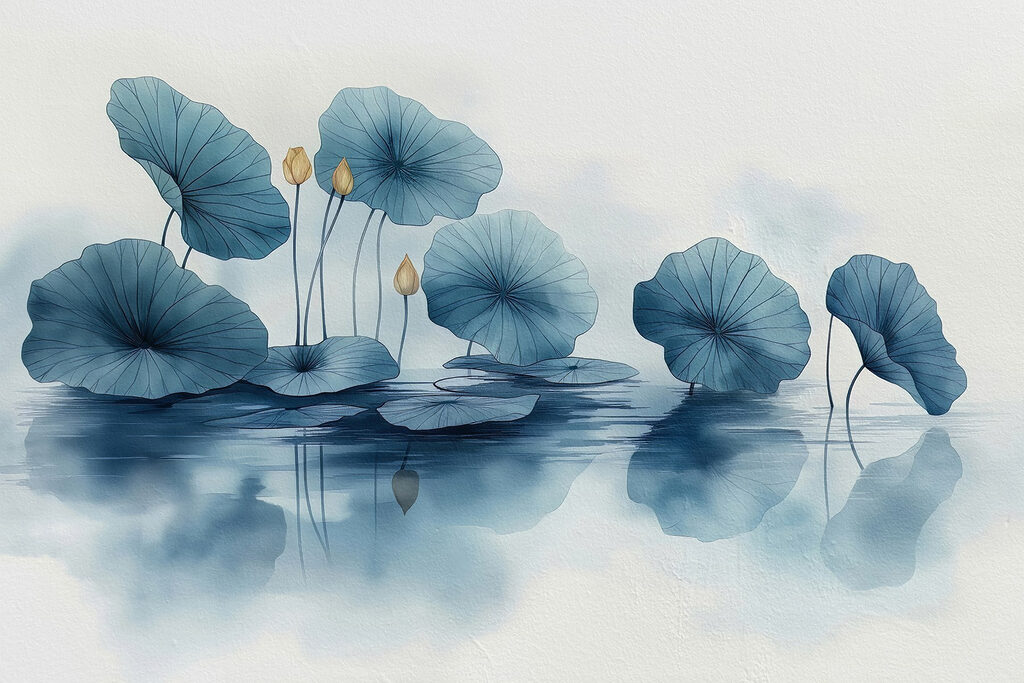 Blue lotus above water — full design