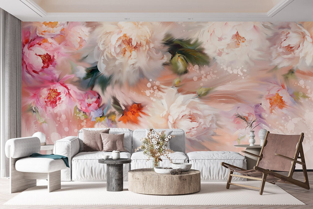 Peonies in soft washes — interior 3