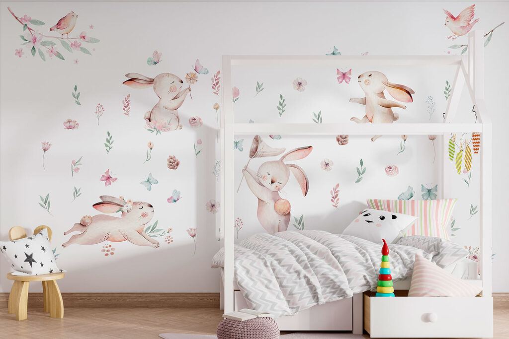 Rabbits among small flowers — interior 3