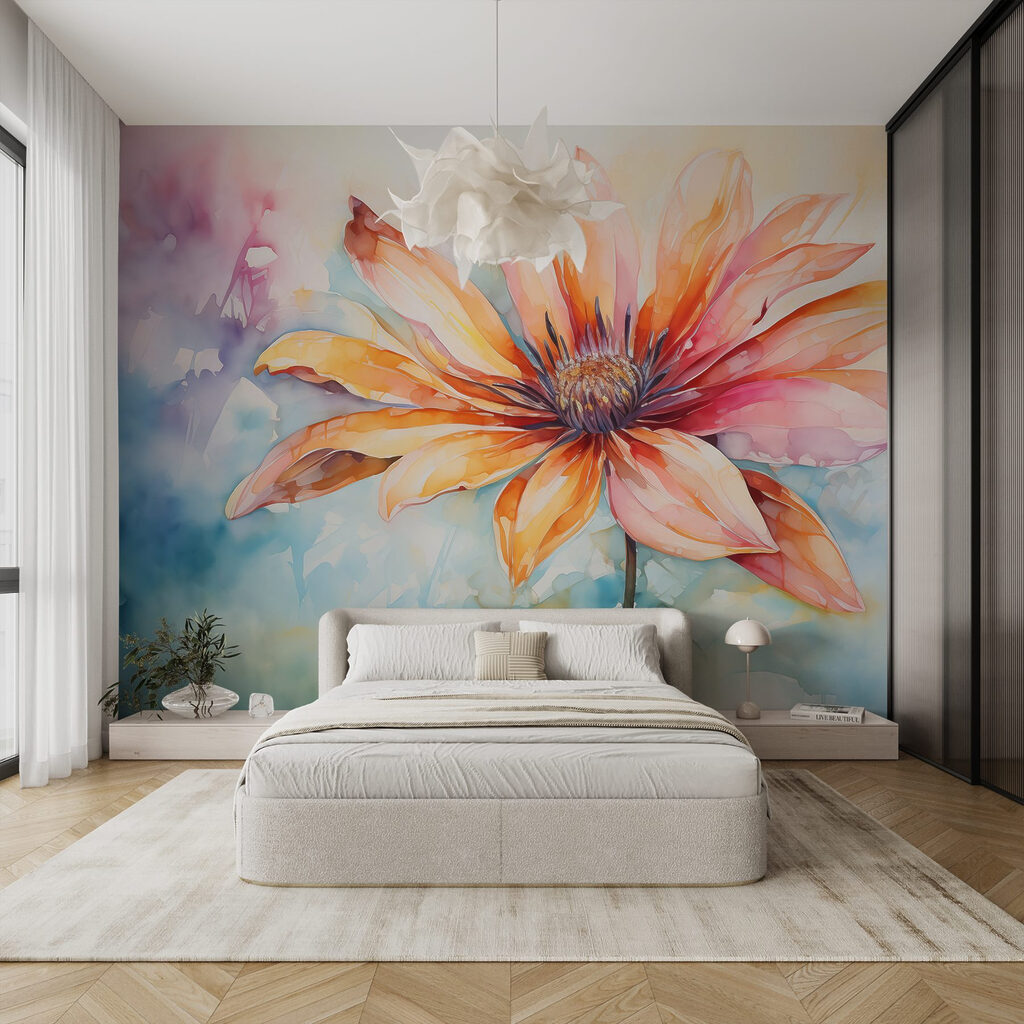 Orange flower in watercolour — interior 1