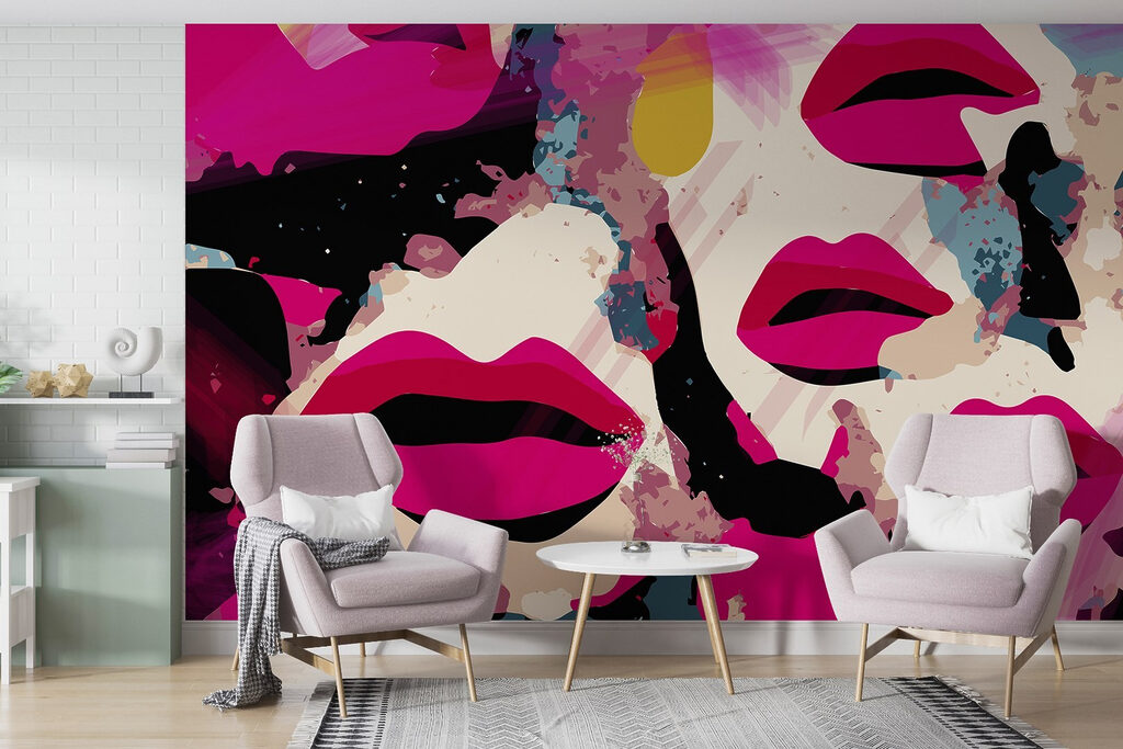 Pink lips in splashes — interior 2