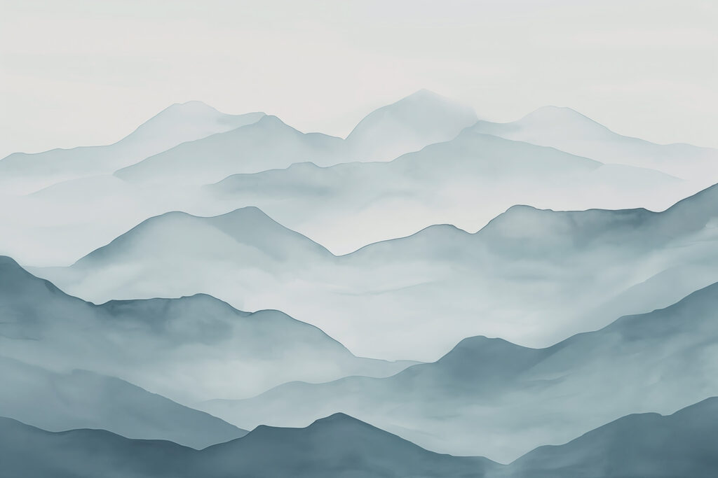 Watercolour mountain layers — full design