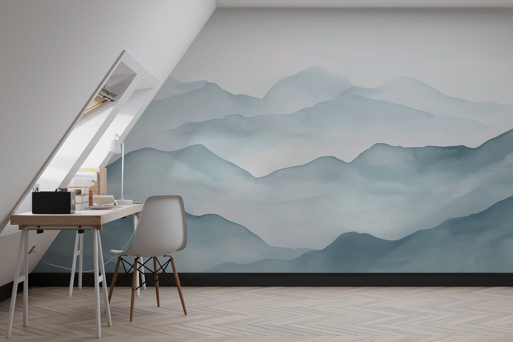Watercolour mountain layers — interior 1
