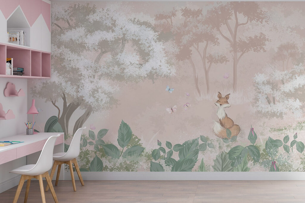 Fox among woodland blossom — interior 2