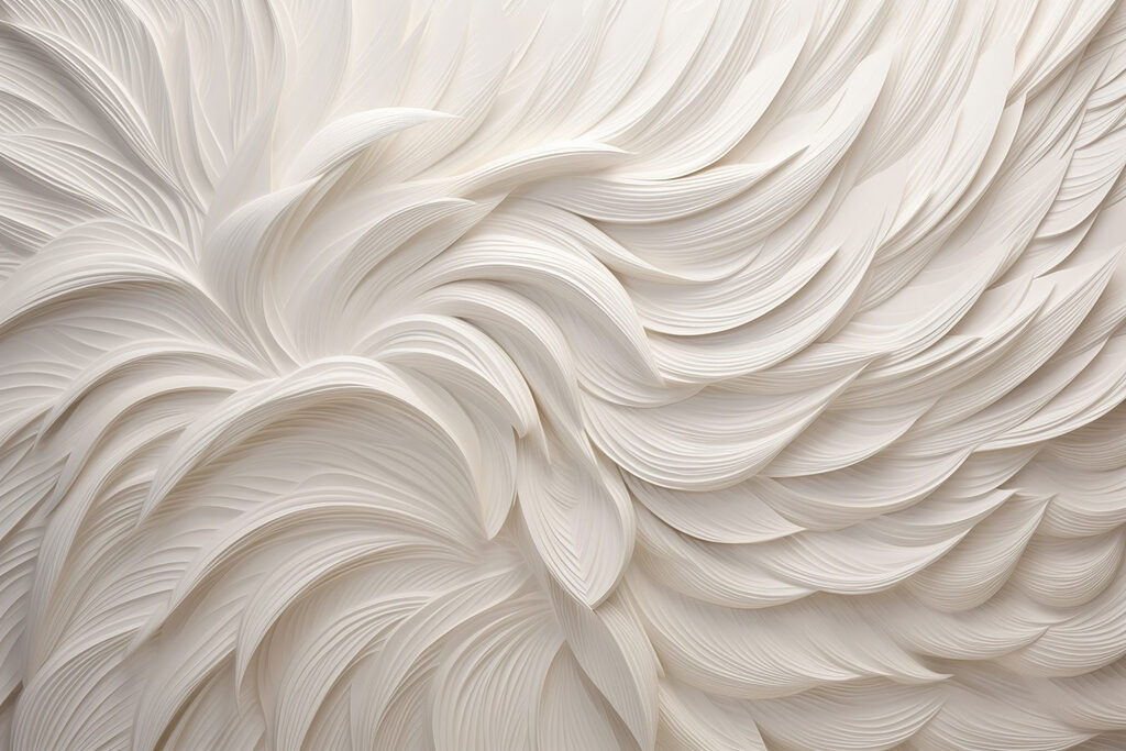 White layers fanning out — full design