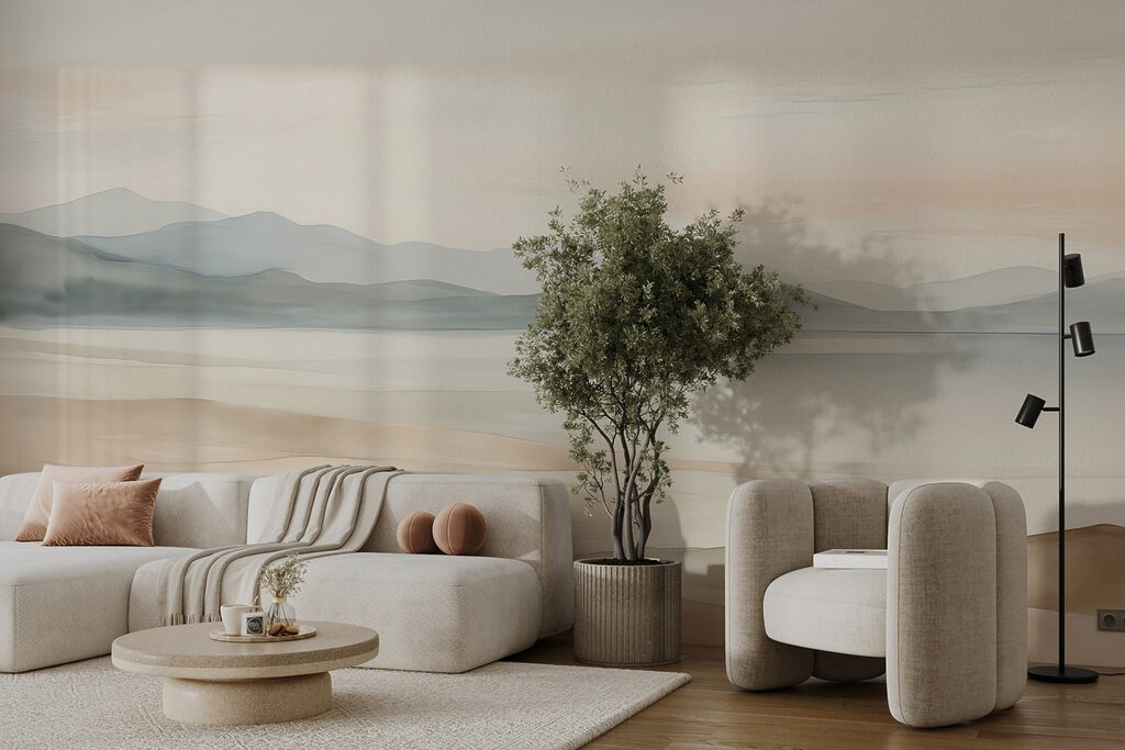 Lake before grey hills — interior 3